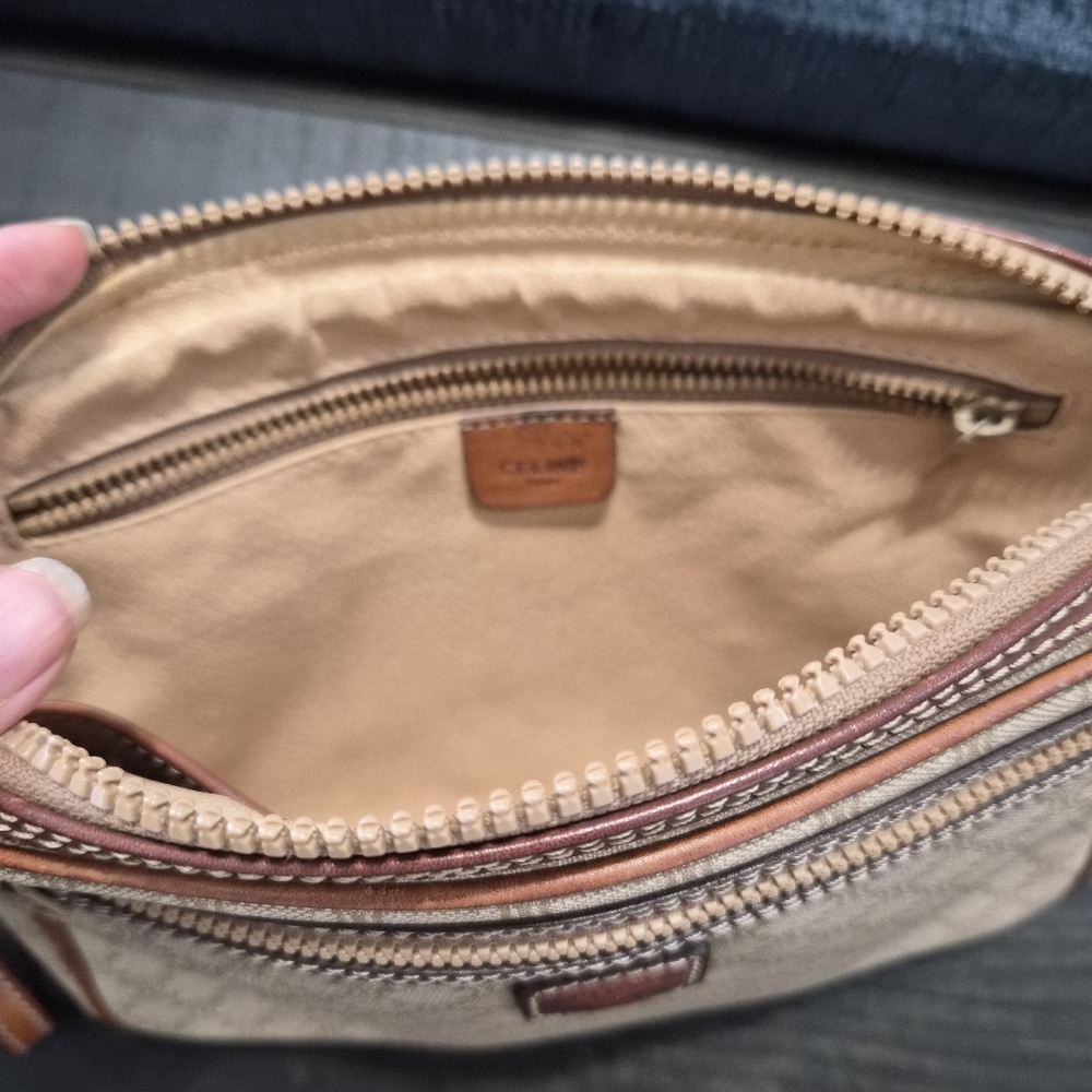 Celine Vintage Macadam Canvas Clutch – Brown Leather Trim - Picture 8 of 16